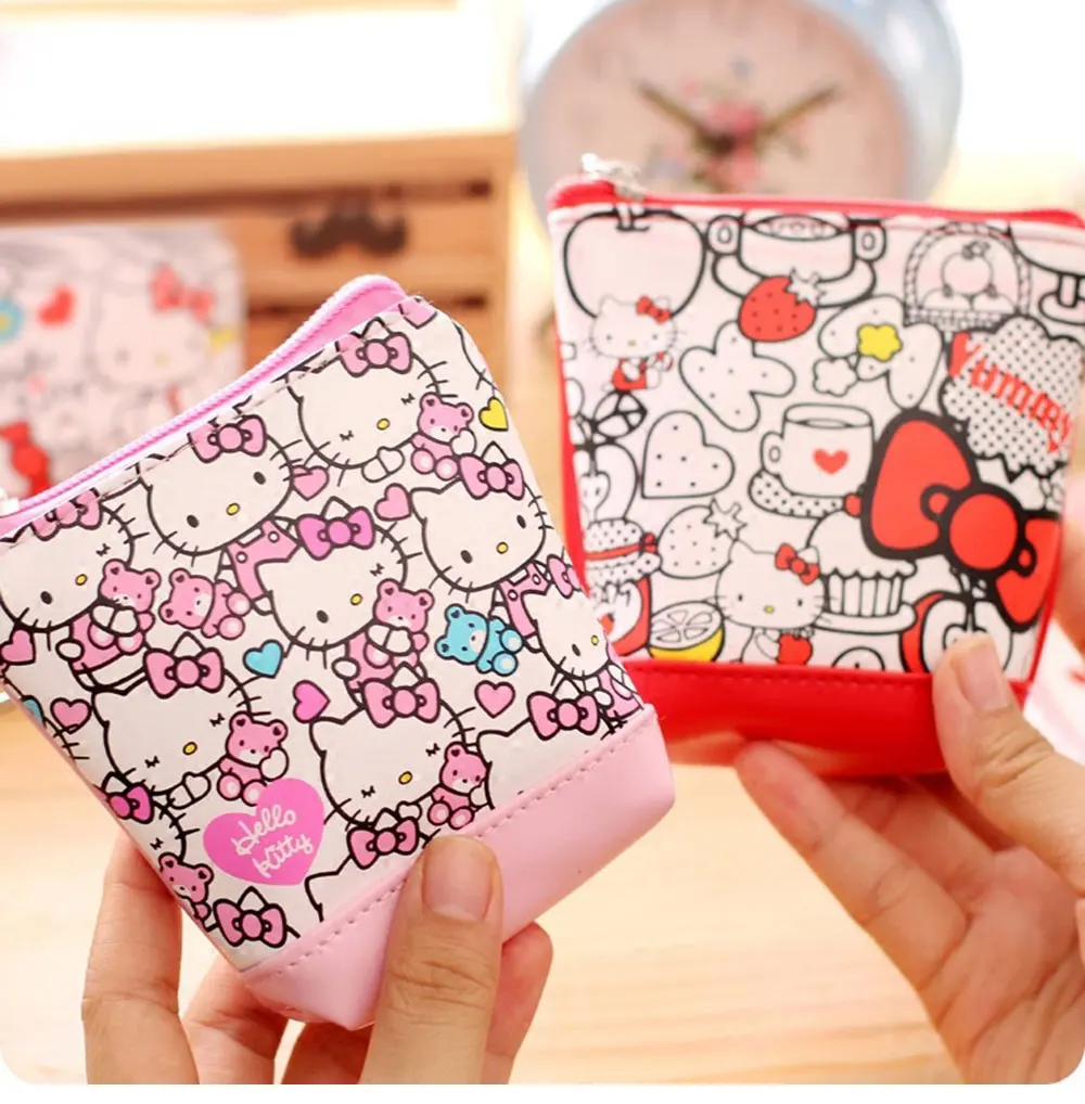 1 шт. Прекрасный hello Kitty pu кожаные кошельки для монет нулевой кошелек для девочек Женский кошелек, леди нулевые кошельки, Монета Сумка