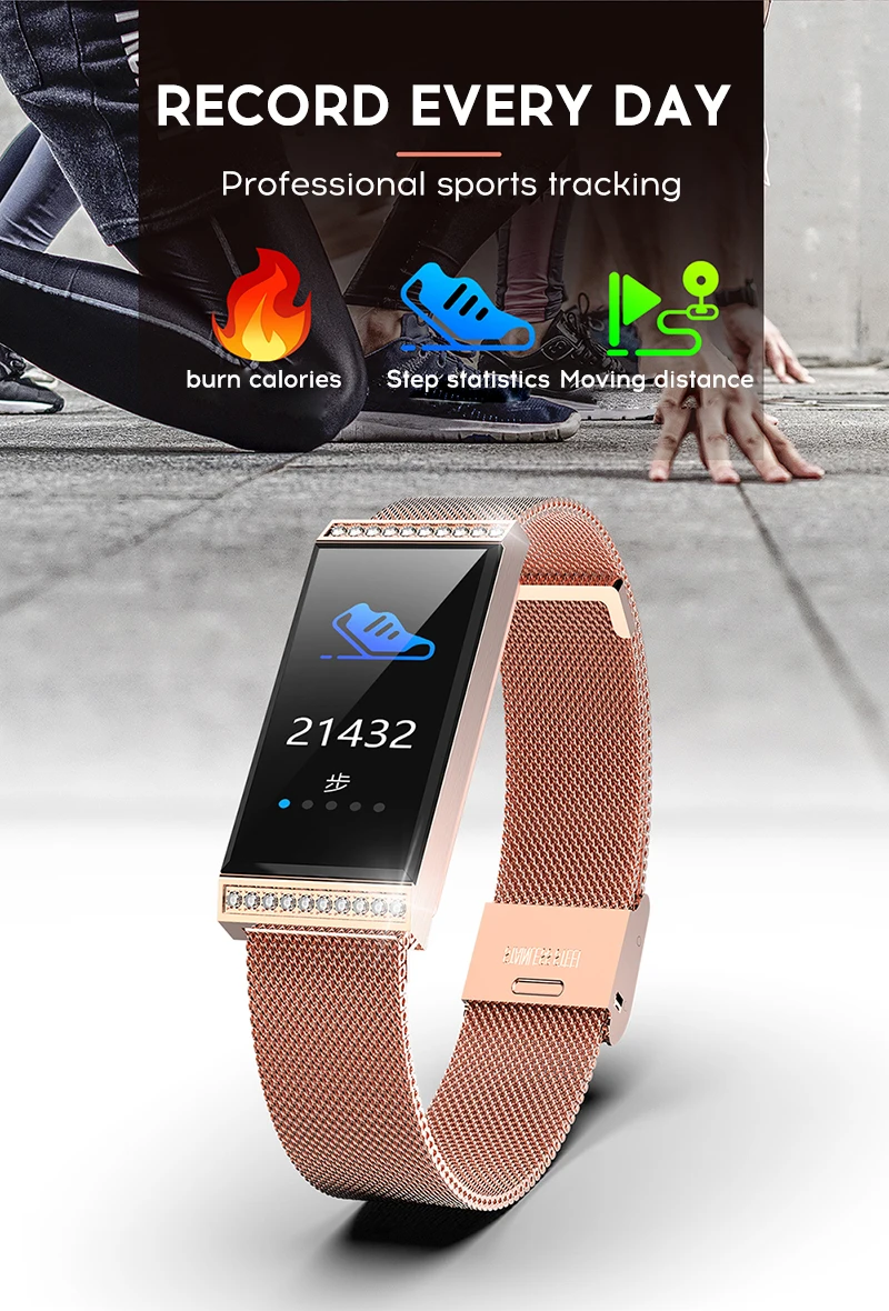 MAFAM Luxury Women Smart Bracelet IP68 Waterproof Fitness Tracker Heart Rate Blood Pressure Monitor Sport Smart Watch Band Clock (9)