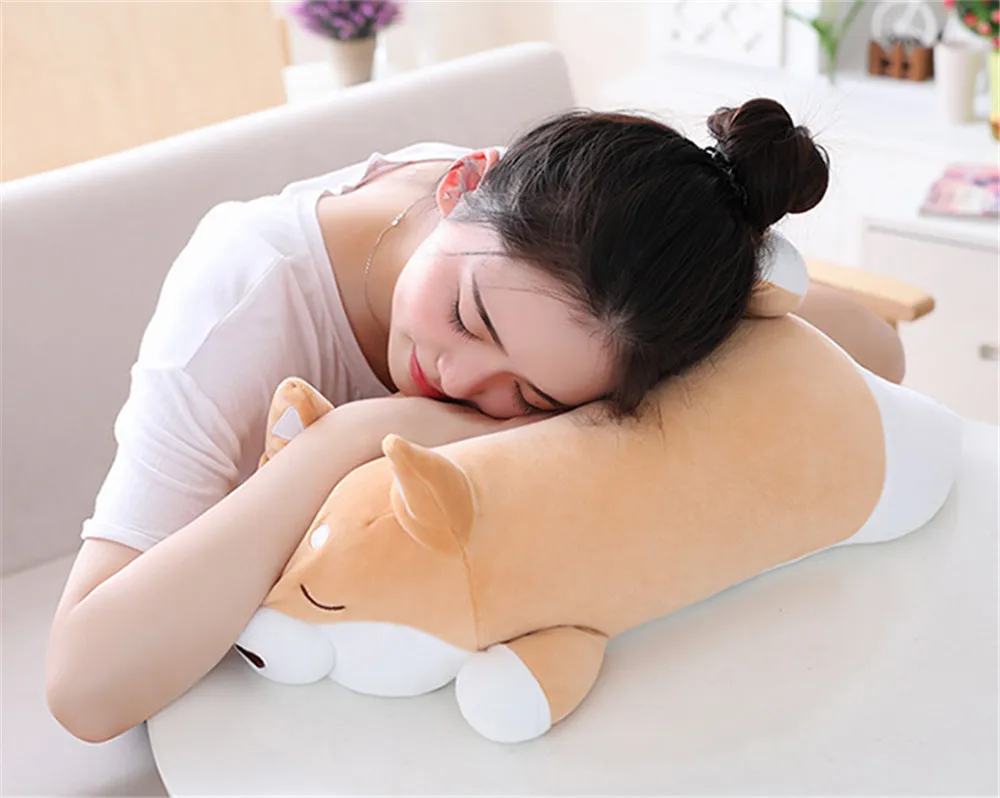 Fancytrader Giant Lying Animal Akita Plush Toy Pillow Stuffed Cartoon Anime Shiba Inu Dog Doll   58cm Present for Children11