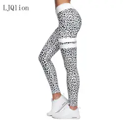 LJQlion фитнес женские спортивные Леггинсы белый леопард тонкий леггинсы для женщин тренировки костюмы высокая эластичность ropa mujer