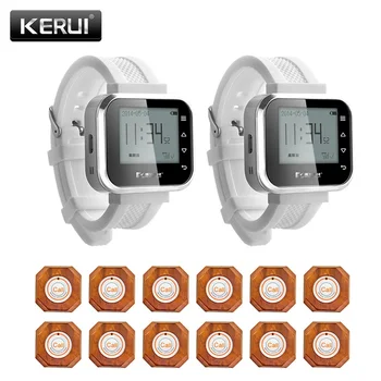 

KERUI Waiter Service Calling System Watch Pager Restaurant Service System With 12pcs Call System Button Buzzers KR-C166+12 F61