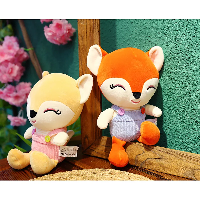 

2018 Hot Sale Creative New Feather Cotton Strap Smiling Face Fox Girls Lovely Plush Toys For Children Birthday Or Holiday Gifts