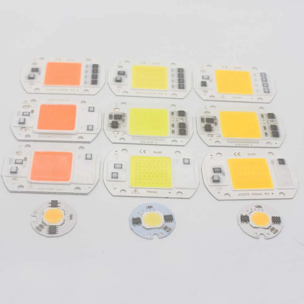 

LED COB Chip 110V 220V 9W 10W 20W 30W 50W LED Bulb Lamp Input Smart IC Flood Light Spotlight