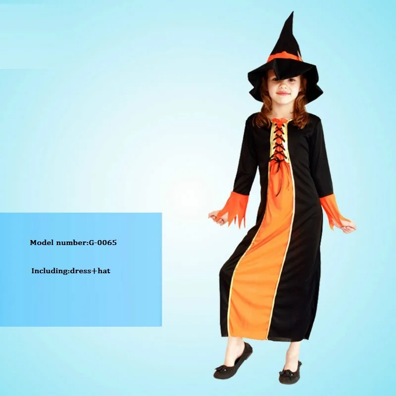 Маскарад Карнавальный костюм вечерние ведьмы платье со шляпой для детей вечерние маленькая ведьма костюм девушки фиолетовый Косплэй