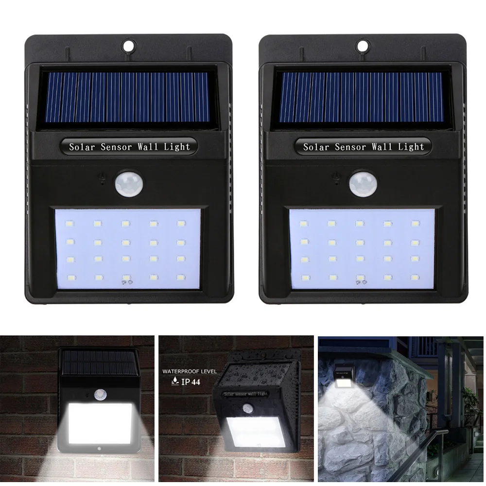 

Jiawen 2pcs/lot LED Solar Lamp Waterproof PIR Motion Sensor Solar Light Power Garden LED Solar Light Outdoor ABS Wall Lamp