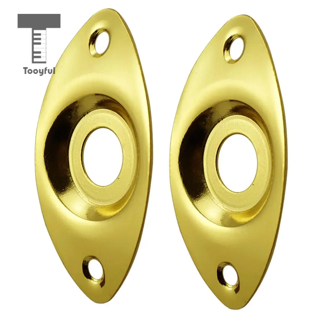 Tooyful 2pc Electric Bass Guitar Jack Output Input Socket Cover Plate with 2 Mounting Screws for Oval Style