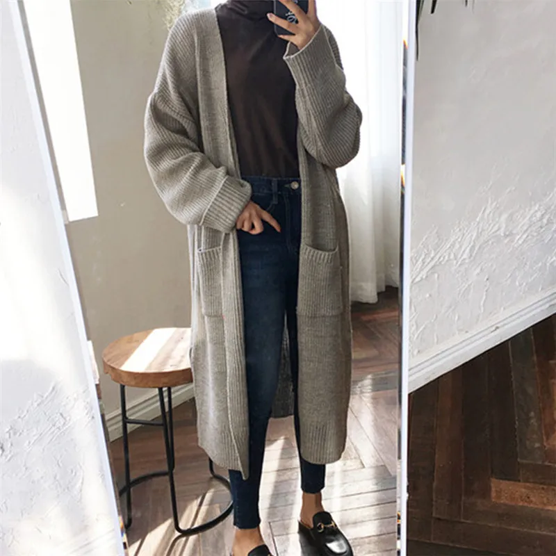 

Fashion Long Cardigan Women 2019 Fashion Harajuku Loose Knit Sweater Women Casual Black Oversized Jacket Coat Autumn