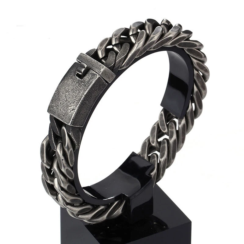 

Vintage Stainless Steel Matte Miami Cuban Chain Bracelets For Men Personalized Link Punk Wrap Bracelet Jewelry Accessories Gift