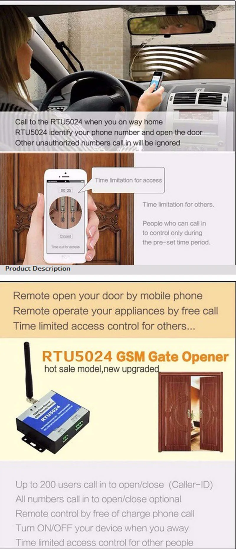 RTU5024 GSM открывалка для ворот реле пульт дистанционного управления доступом по бесплатному звонку iphone и android app поддержка
