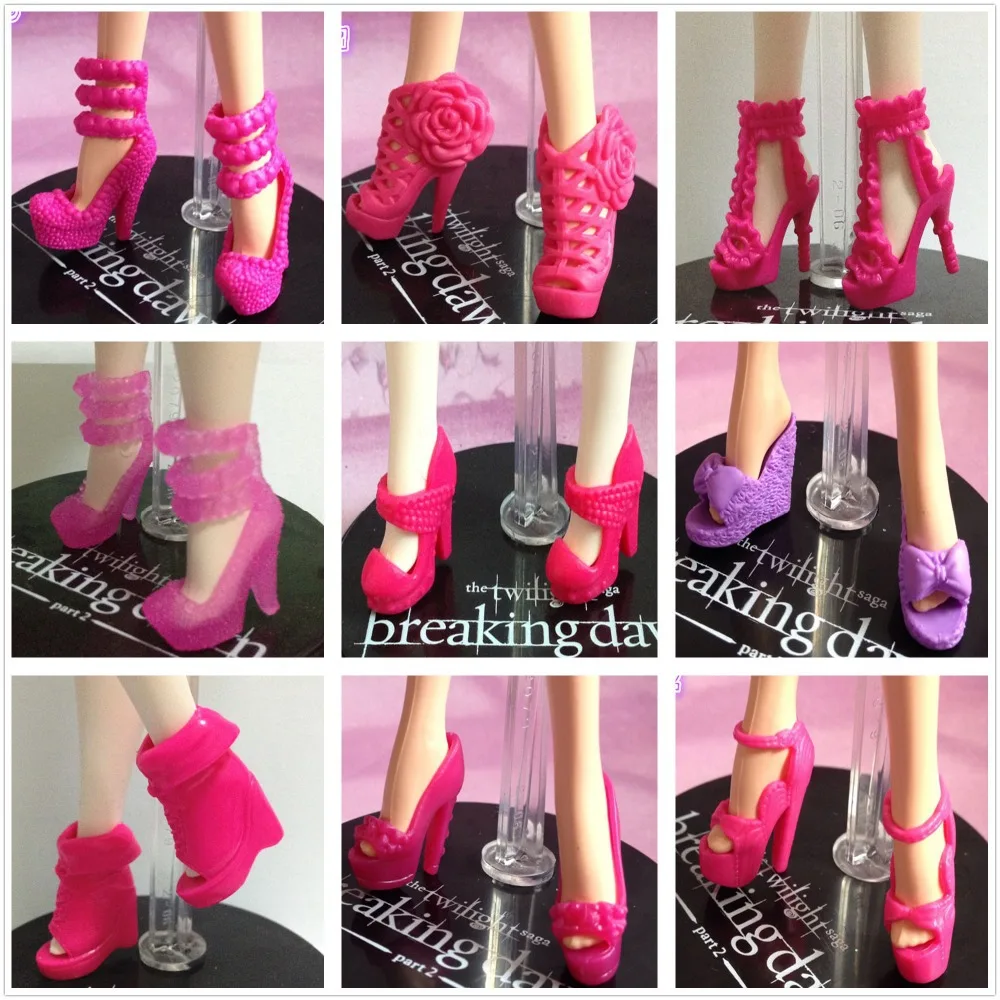 10Pairs/lot Beautiful Many Styles Colors High Quality Sandals Boots For Barbies Original Fashion Doll Heel Shoes Girl Gift Toy | Игрушки и
