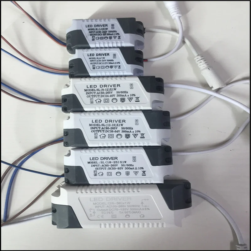 100 шт./лот Светодиодный драйвер 1 3 Вт AC85 265V DC 300mA осветительный трансформатор для