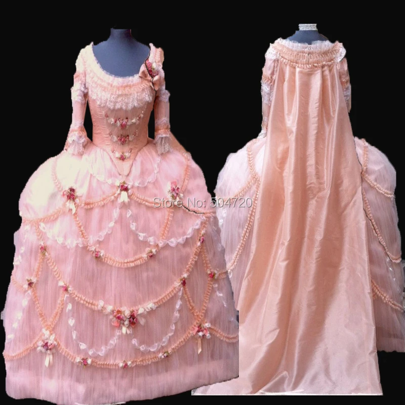 

Tailored!NEW arrivial Royal Pink LACE French Duchess Queen Princess Marie Antoinette Theatre Civil war Victorian dress HL-301