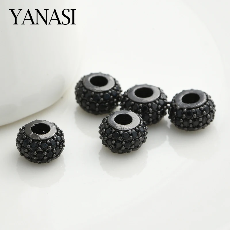 

4 Styles Spacer Beads Micro Pave Black Zircon For Women Man Beadwork Beads Bracelet Gift Jewelry Making