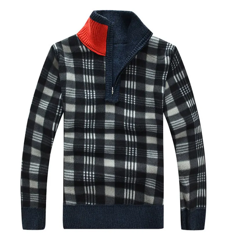 7Colors Muls Fleece Sweater Men Winter Heavy Knitted 1 4 zipper sweater Thick Male Quarter Sweater Jumper Autumn USA Size M-3XL-08