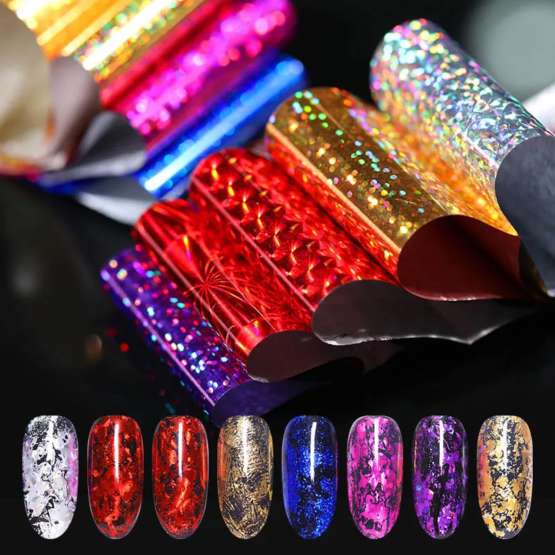 6 листов Holo стикеры 3D на ногти Nail Art, ультратонкая Лазерная линия, конфетная клейкая пленка для ногтей, звездная наклейка с изображением неба, сделай сам, украшения для ногтей - Цвет: Set 7