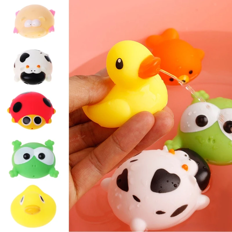 5PCS Cute Duck Swimming Water Toys Squeeze Sound Squeaky Bathing Toy