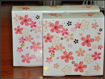 

13.5*13.5*5cm Wholesale pink cherry blossom Cake Box Cookies mooncake biscuit candy box Gift boxes 100pcs/lot Fast shipping