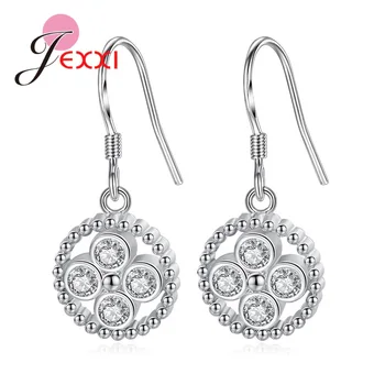 

Exquisite Korean Style Geometric Round Cubic Zirconia Dangel Earrings Cartilage Piercing Earings Trendy Ear Rings Jewelry Gift