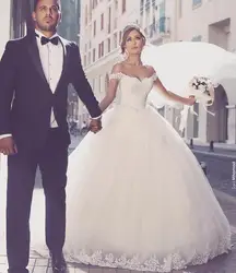 Vestidos De Novia 2018 невесты торжественное платье бальное с короткими рукавами принцесса свадебные платья халат Бланш Mariage brautkleid