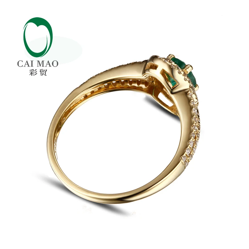Caimao ювелирные изделия 0.45ct натуральный изумруд Проложить Набор алмаз 14kt желтое