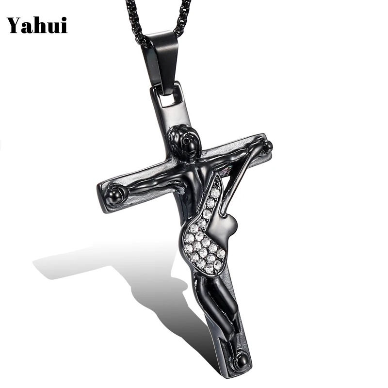 

Catholic Christ Jesus Cross Titanium Steel Pendant Necklace Men and women Amulet Stainless Steel Religious Jewelry