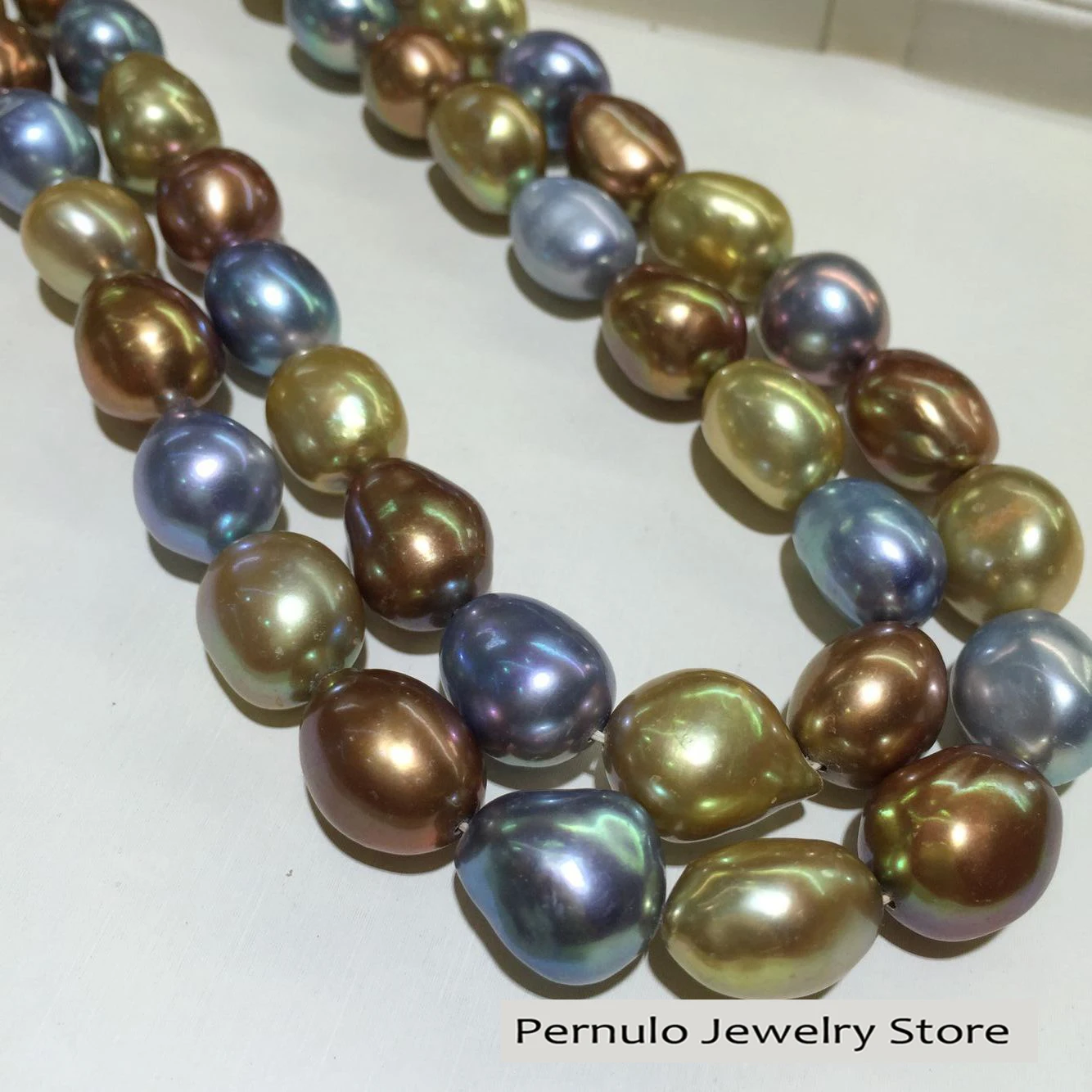 

11-12mm*13*15mm Baroque Pearl Strand Natual Mix Color/Metallic Color Natural Freshwater Pearl Strong Luster 3Pieces/Lot