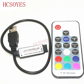 

DC5V USB RGB LED Controller 3key/17key/21keyRF Wireless Remote Controller for RGB 3528 5050 smd Led Strip tape lighting 5-24V