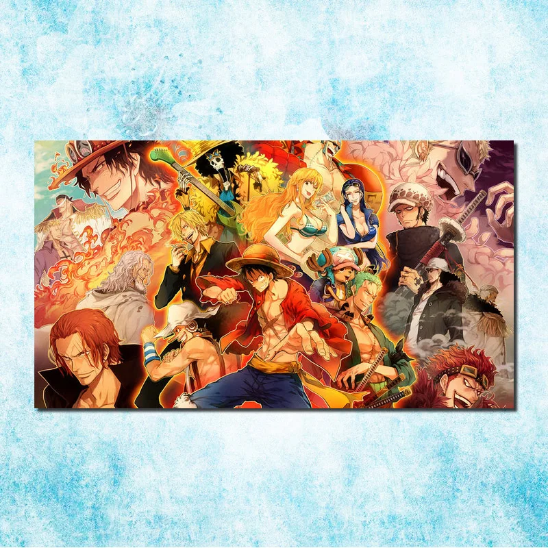 One Piece Луффи Япония Горячая Аниме Шелковый Холст плакат 13x24 24x43 дюйма фотографии
