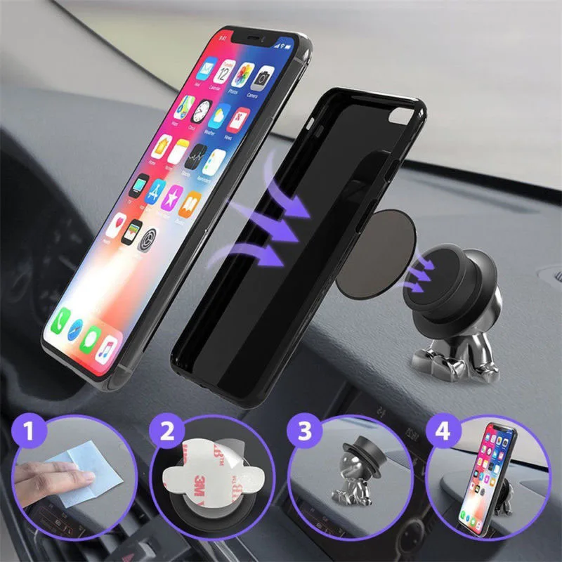 

Magnetic Car Mount Dashboard Cell Phone Stand 360 Degree Rotation Little Man Shape Holder XR657