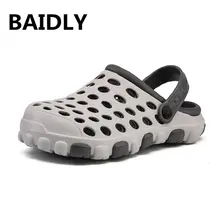 Новинка; Летние сандалии; мужские пляжные сандалии; тапочки с отверстиями; Мужская водонепроницаемая обувь; повседневная обувь с подсветкой из ПВХ; уличные модные мужские шлепанцы