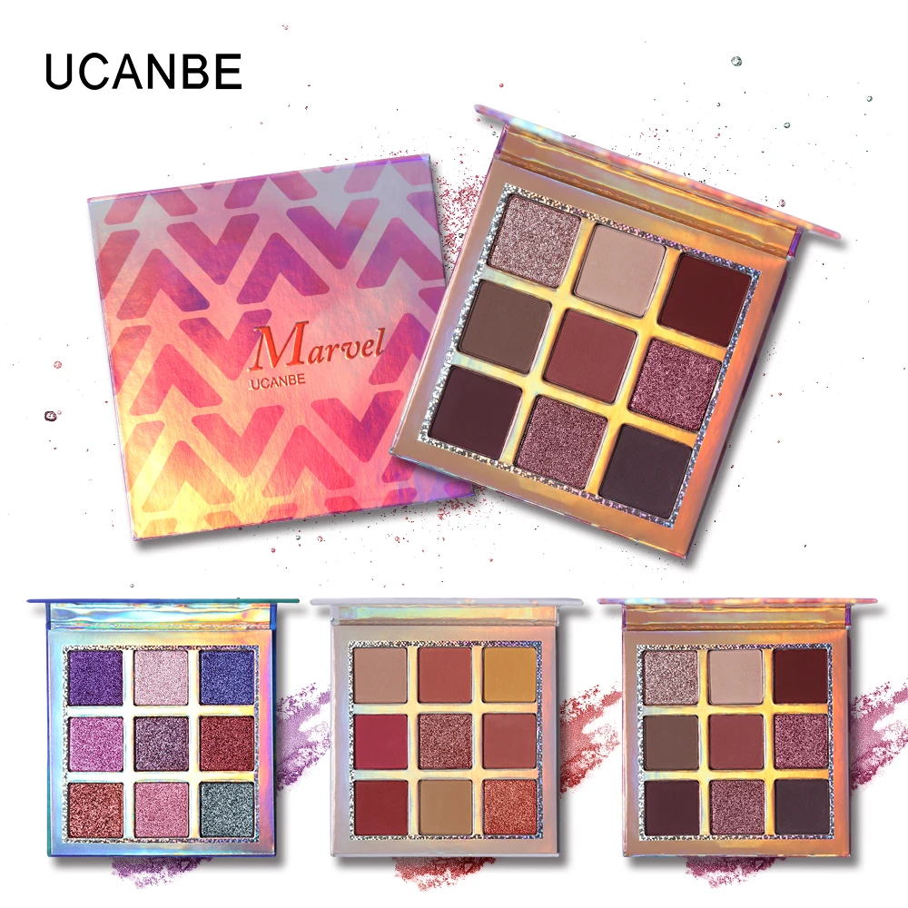 

UCANBE 9 Colors Shimmer Matte Eyeshadow Makeup Palette Long Lasting Velvet Glitter Waterproof Pigment Eye Shadow Nude Cosmetics
