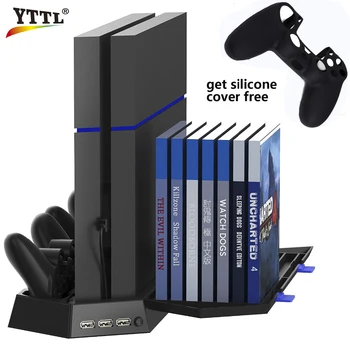 

Vertical Stand &Cooling Fan for ps4 ,Game Holder Dual Charging Station with USB HUB & DiscStorage Manager for PS4 Controllers