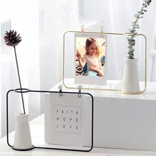 Креативная железная линия цветок горшочное растение подставка для вазы открытка Клип держатель керамическая ваза для цветов для свадебного украшения