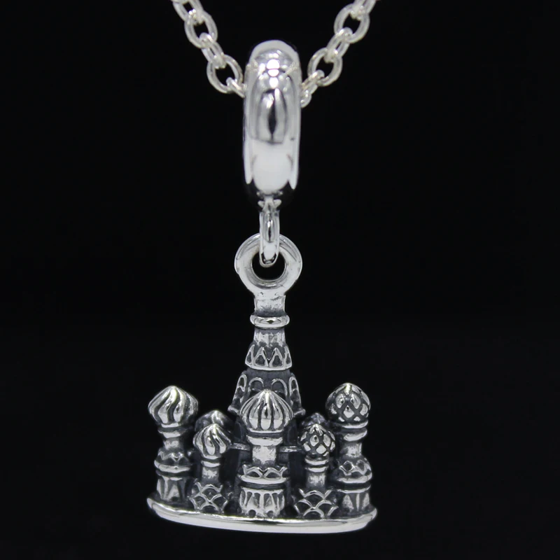 

ROCKART Pure 925 Sterling Silver Moscow St Basil's Cathedral Dangle Charm Fits European Brand Bracelets & Bangle Diy Jewelry