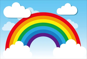 

Blue Sky White Cloud Rainbow Theme Baby Birthday Party Photo Backdrop Thin Vinyl Photography Background For Photo
