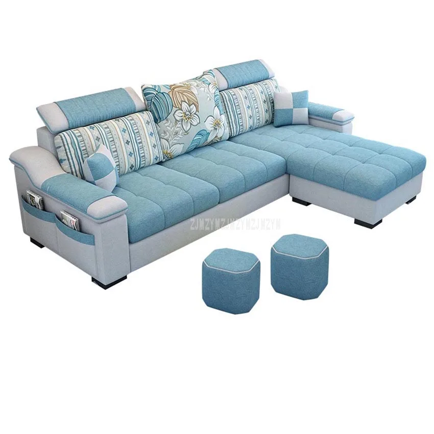 New 3 Seat Linen Living Room Sofa Set Home Furniture Modern Design Frame Soft Sponge L Shape