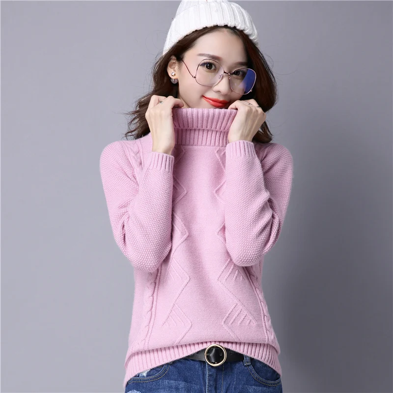 Tricoté Nouvelle Bleu Court Haute Chandail Avec L'hiver Épais Col marine bourgogne Beige Cachemire noir Pull rose Pour 2018 Fond pull Automne Mince Et xderoCB