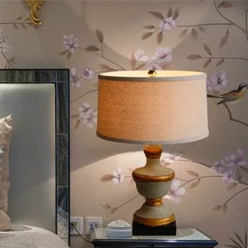 

American retro nostalgic wood table lamp bedroom bedside simple atmosphere warm eye protection energy table lamp