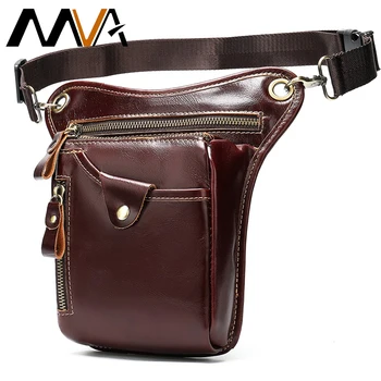 

MVA men's leg bag genuine leather men's belt bag men money belt pouch motorcycle leg/waist bags for men leather male fanny pack
