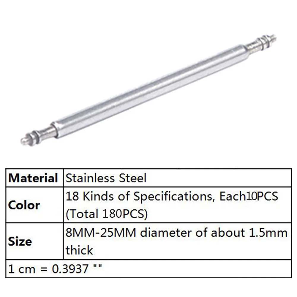 180 шт портативный ремешок для наручных часов из нержавеющей стали Пружинные стержни 8-25 мм ремешок для наручных часов соединительные шпильки для ремонта часов часы