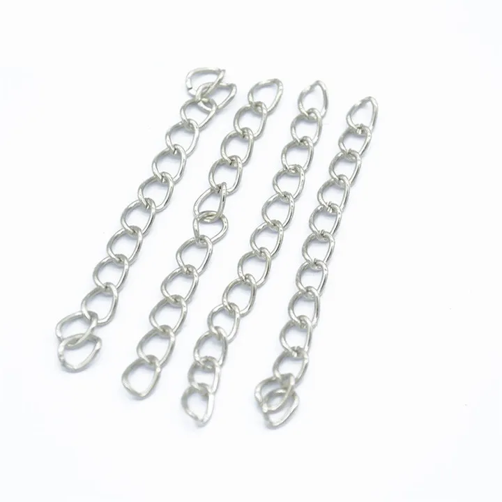 5 100pcslot Tail Chains For Diy Jewelry 5cm Necklaces Extension Chain Silver  Jewelry Fndings Chain For Bracelet Diy Accessories 30