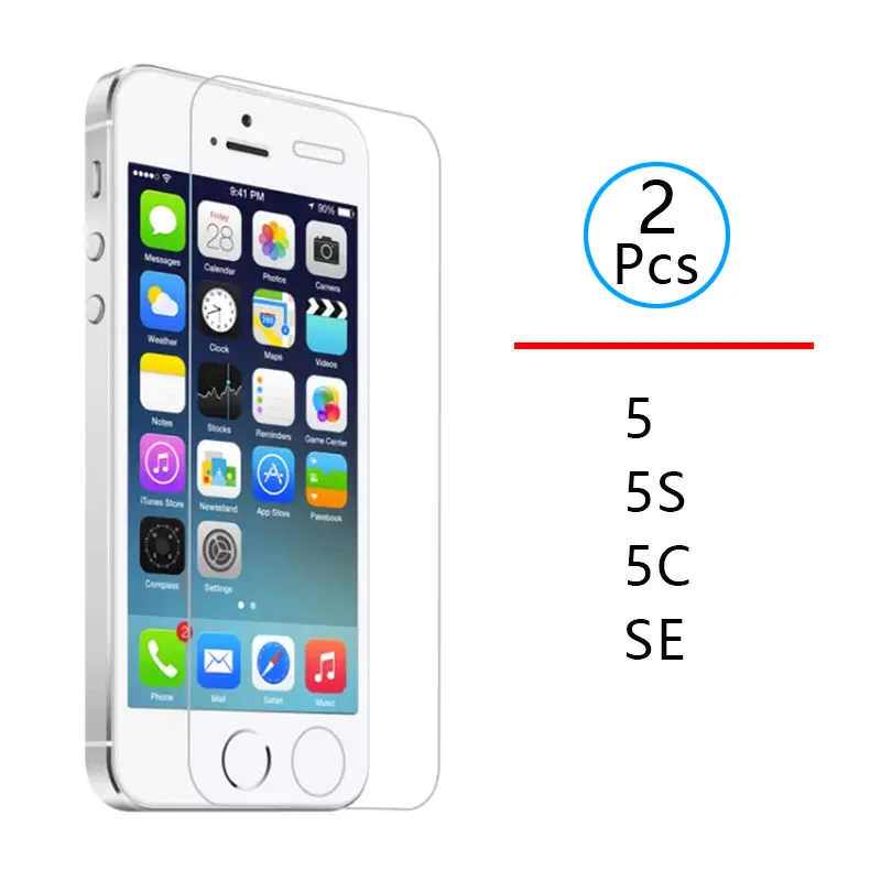 2 шт. закаленное стекло для Iphone Se 5 S 5c C Защитное экрана Защитная пленка Tremp Apple I Phone E