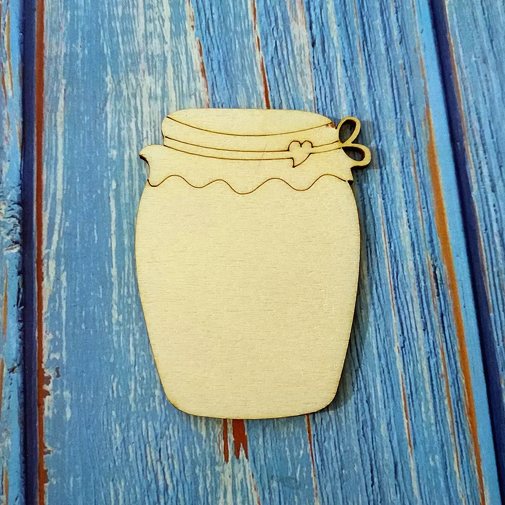 

50pcs 4x3cm Wooden Jar Shapes Cutout Craft Gift Tags Decoration Ornament Gift Packaging Tag Hanging Drop Wedding Table confetti