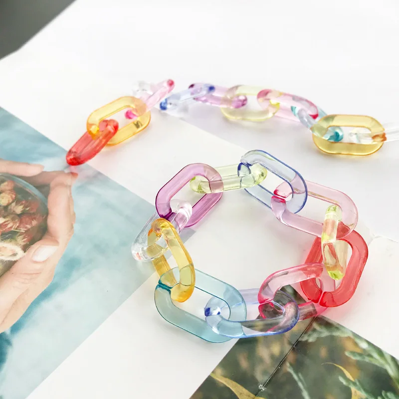 

Fashion Rainbow Bracelet for Women Acrylic Chain Student Simple Personality Color Cool Wind Net Red Jewelry Bohemian Bracelet