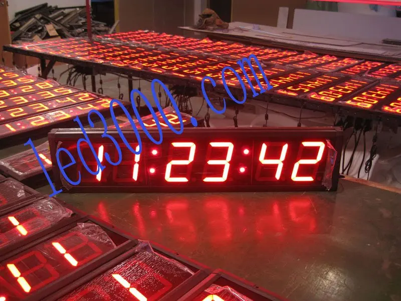 4 дюймовые 6 разрядные светодиодные часы красного цвета с GPS(HIT6 4R)|clock with gps|clock ledclock