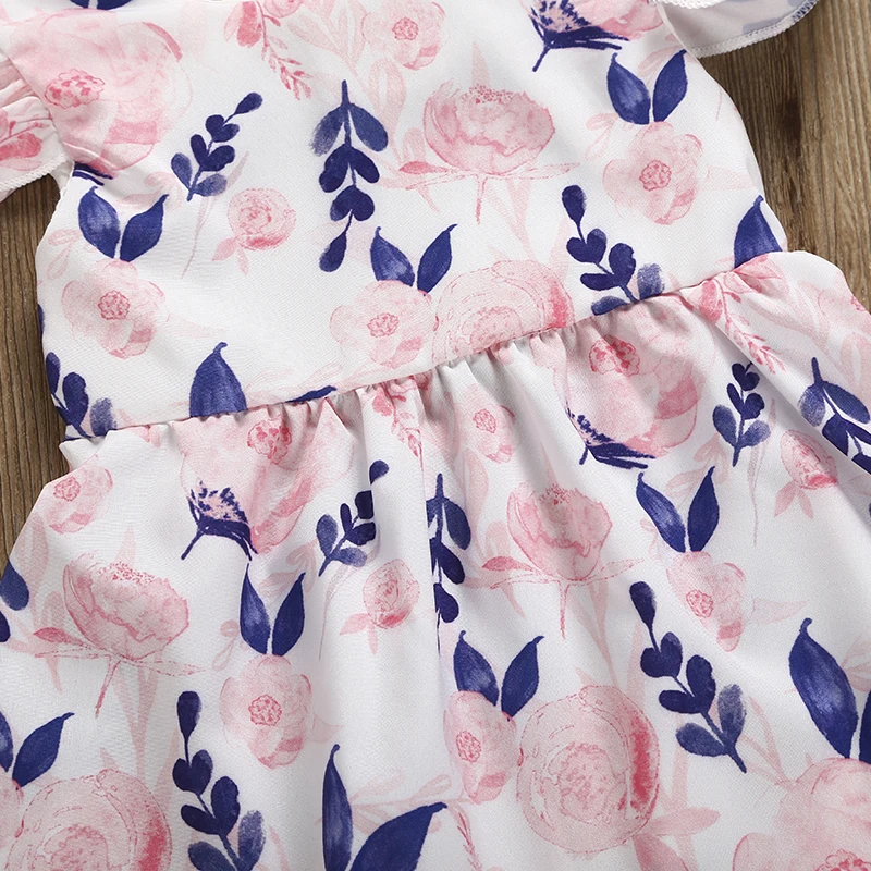 Коллекция года, вечерние платья из тюля с рюшами и рукавами-крылышками для новорожденных и Маленьких Девочек Милая летняя одежда