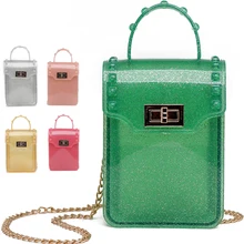 Небольшой Прозрачный телефона ярких цветов Лето Ясно желе мешок розовый зеленый Мини сумок для девочек женские желтый Ясно Кошелек