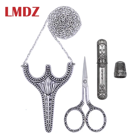 Requintado do Vintage Tubo de Armazenamento de Artesanato Tesoura de Costura sob Medida Medida plus Agulha plus Dedal Lmdz Retro Tesoura Set Antigo Tesoura Artesanal plus Agulha plus Dedal
