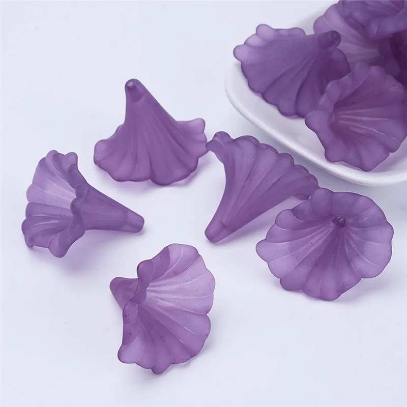 130 шт/500 г разноцветные окрашенные Матовые прозрачные акриловые бусины Calla Lily для самостоятельного изготовления ювелирных изделий 41x35x35 мм отверстие: 3 мм - Цвет: Purple