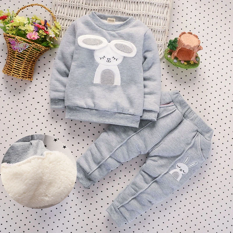 

BibiCola 2pcs set baby girls clothing set children thicken winter warm clothes suit kids girls cartoon cute tracksuit sets